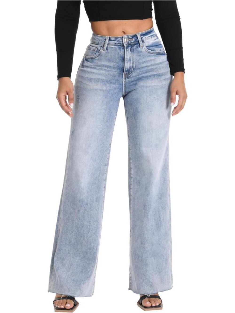 High-Waisted Wide Leg Jeans for Women | Stretchy Baggy Denim Pants